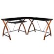 Flash Furniture Glass Top L Shaped Computer Desk in Black and Cherry