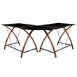 Flash Furniture Glass Top L Shaped Computer Desk in Black and Cherry