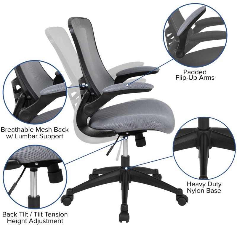 Flash Furniture Mid Back Mesh Office Swivel Chair in Dark Gray