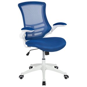 Flash Furniture Mid Back Mesh Office Swivel Chair in Blue and White