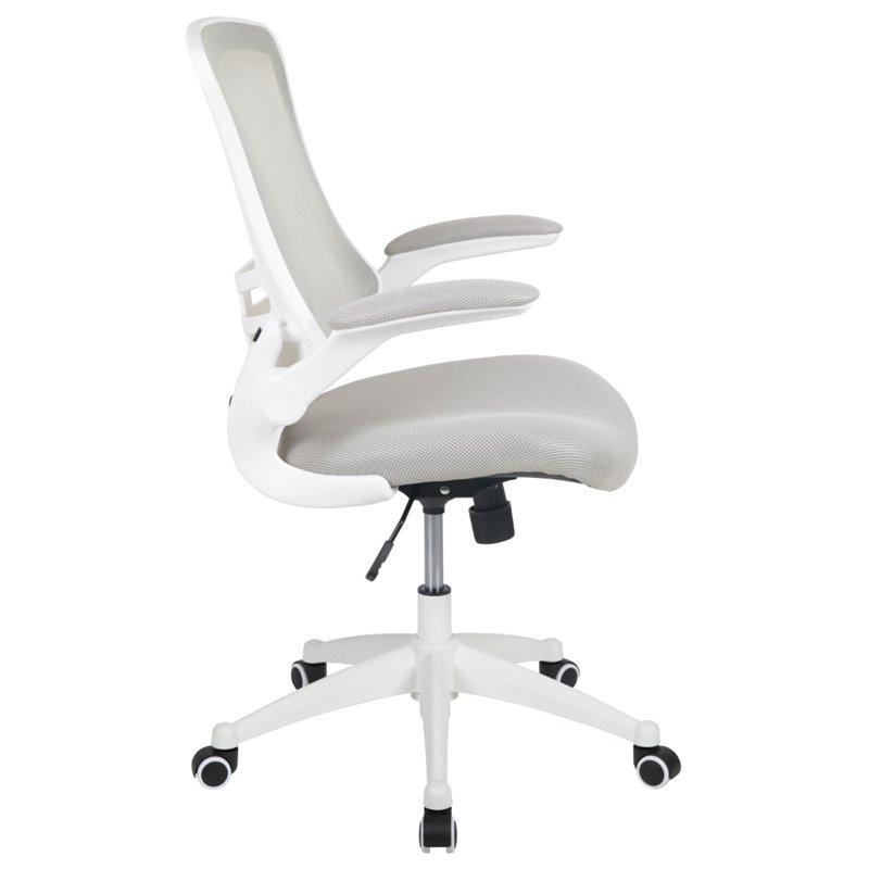 Flash Furniture Mid Back Mesh Office Swivel Chair in Light Gray and White