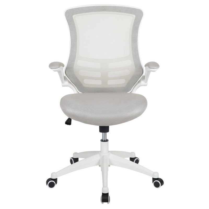 Flash Furniture Mid Back Mesh Office Swivel Chair in Light Gray and White