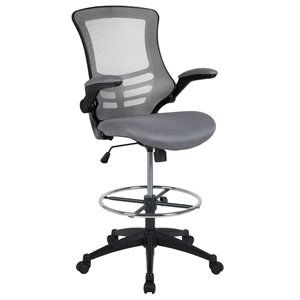 Flash Furniture Mid Back Mesh Drafting Stool in Dark Gray