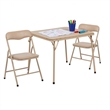 Flash Furniture 3 Piece Square Faux Leather Top Kids Folding Table Set in Tan