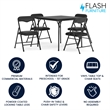 Flash Furniture 5 Piece Square Faux Leather Top Kids Folding Table Set in Black