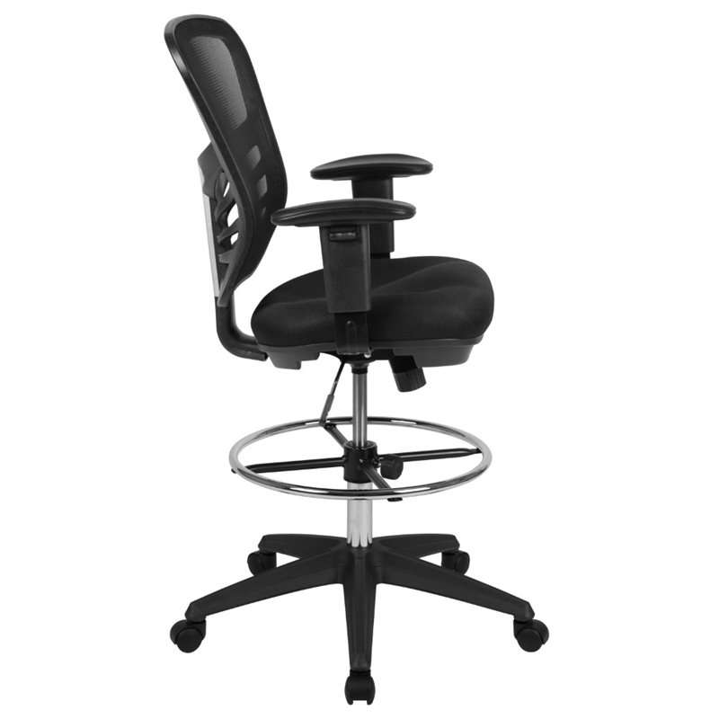 Flash Furniture Contemporary Mid Back Mesh Drafting Stool in Black