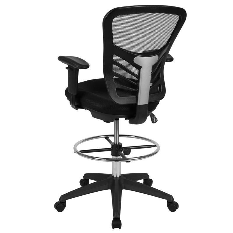 Flash Furniture Contemporary Mid Back Mesh Drafting Stool in Black