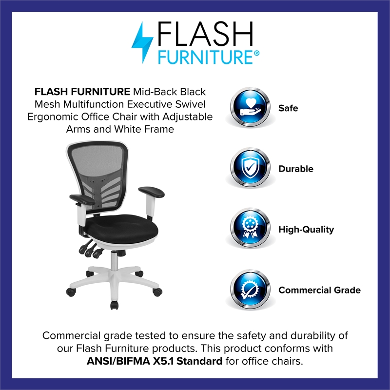 Flash Furniture Mid Back Executive Mesh Office Swivel Chair in Black and White
