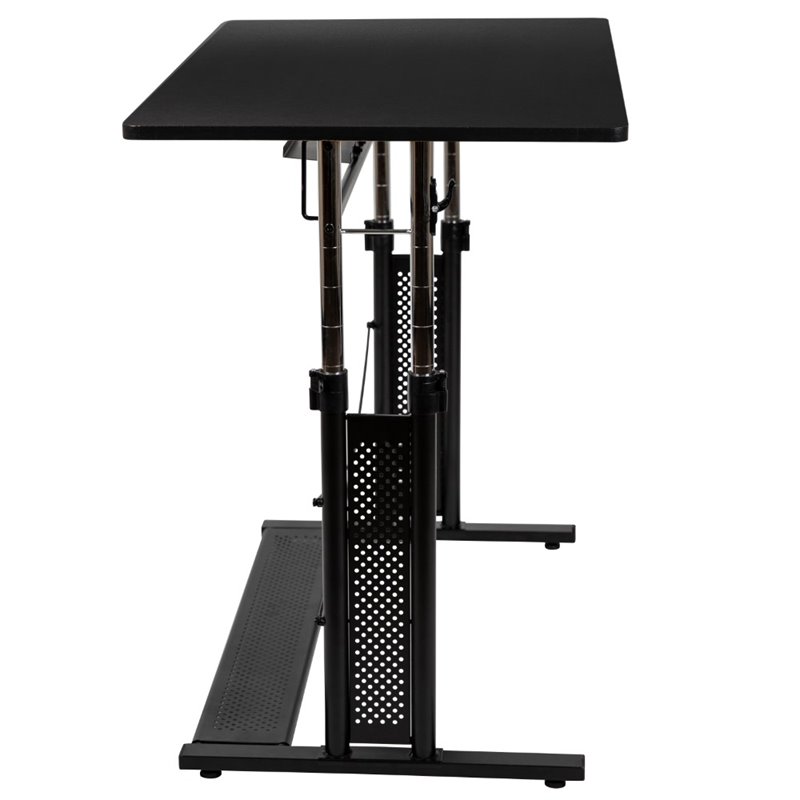 Flash Furniture Laminate Top Pedestal Base Standing Desk in Black