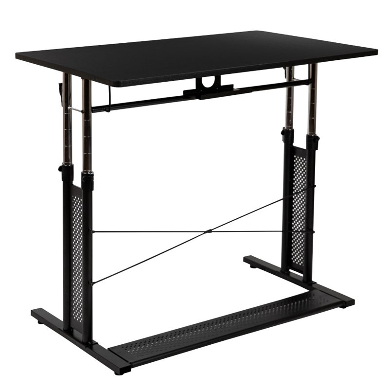 Flash Furniture Laminate Top Pedestal Base Standing Desk in Black