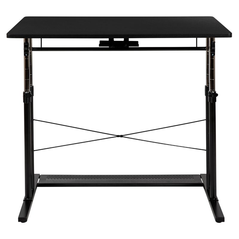 Flash Furniture Laminate Top Pedestal Base Standing Desk in Black