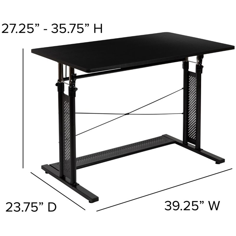 Flash Furniture Laminate Top Pedestal Base Standing Desk in Black
