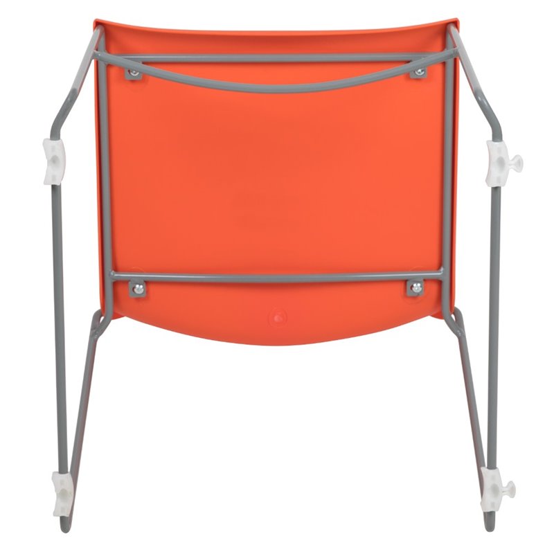 Flash Furniture Hercules Plastic Sled Base Contoured Stacking Chair in Orange