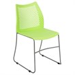 Flash Furniture Hercules Perforated Plastic Sled Base Stacking Chair in Green