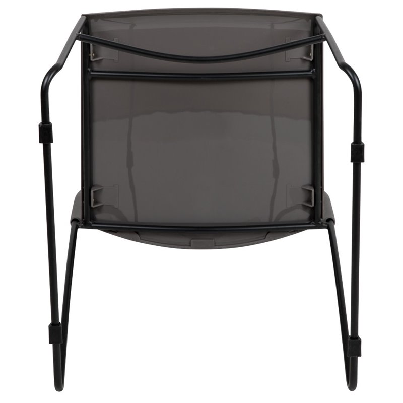 Flash Furniture Hercules Perforated Plastic Sled Base Stacking Chair in Gray