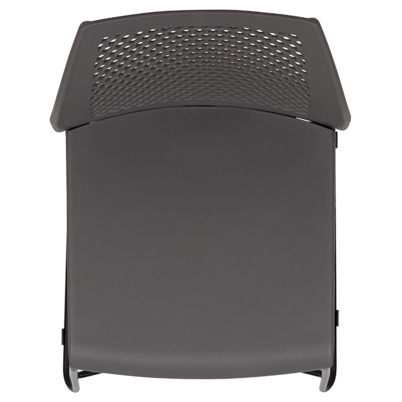 Flash Furniture Hercules Perforated Plastic Sled Base Stacking Chair in Gray