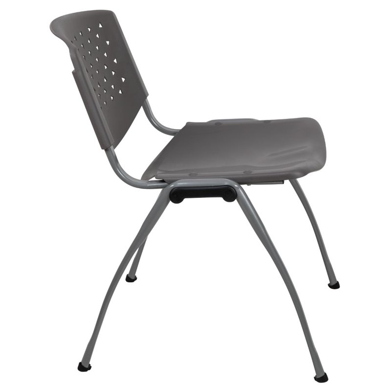 Flash Furniture Plastic Textured Stacking Chair in Gray