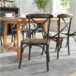 Flash Furniture Advantage X Metal Wood Stacking Side Chair in Black Fruitwood