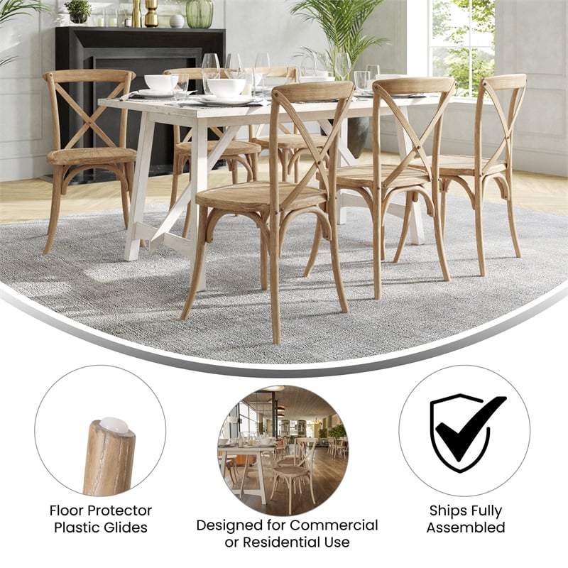Flash Furniture Advantage X-Back Chair In Natural White Grain