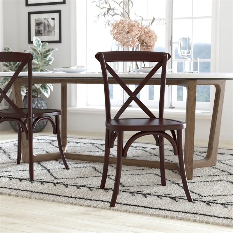 Flash Furniture Advantage X-Back Chair In Walnut