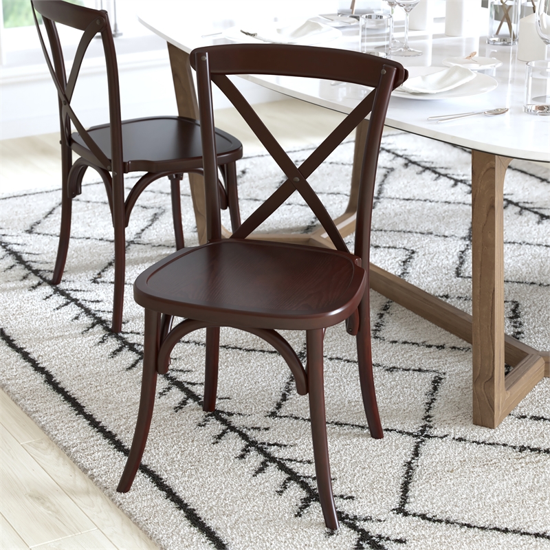 Flash Furniture Advantage X-Back Chair In Walnut