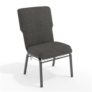 Flash Furniture Advantage 21&quot Fabric Church Chair in Charcoal and Silver Vein