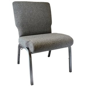 Flash Furniture Advantage 20.5&quot Fabric Church Chair in Charcoal Gray and Silver