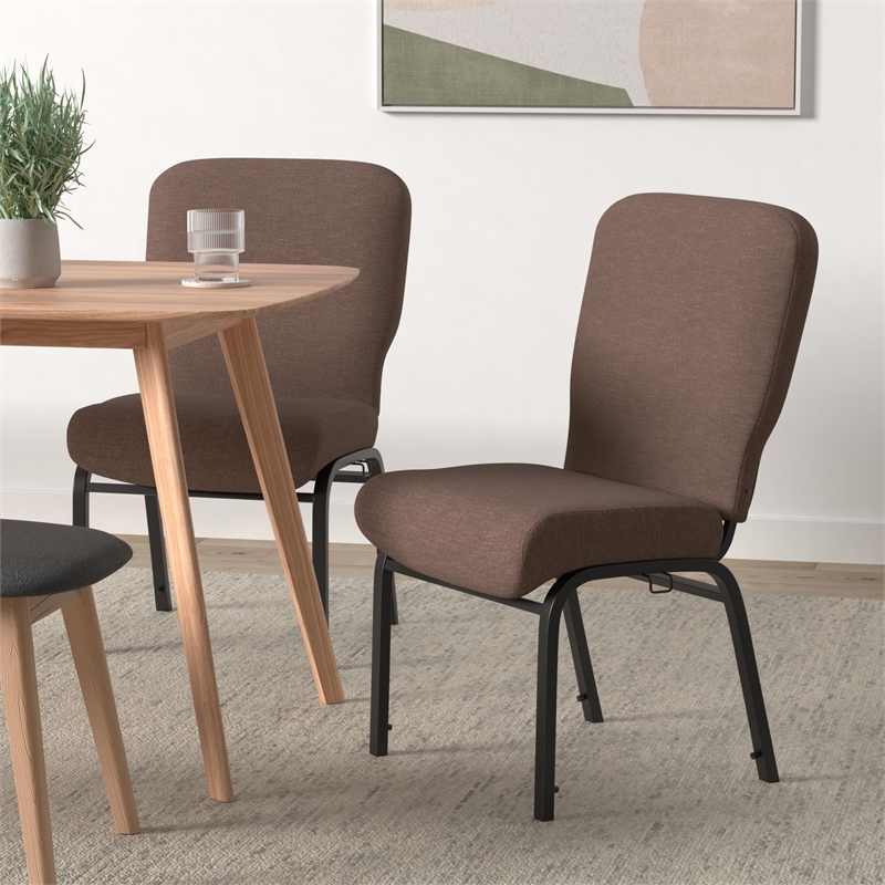 Flash Furniture Advantage Signature Elite Fabric Church Chair in Java and Black