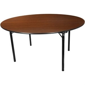 Flash Furniture 60&quot Round Laminate Top Folding Banquet Table in Walnut