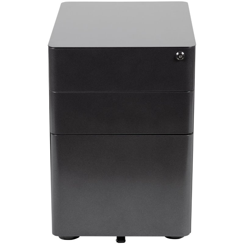 Flash Furniture 3 Drawer Smooth Modern Mobile File Cabinet in Black