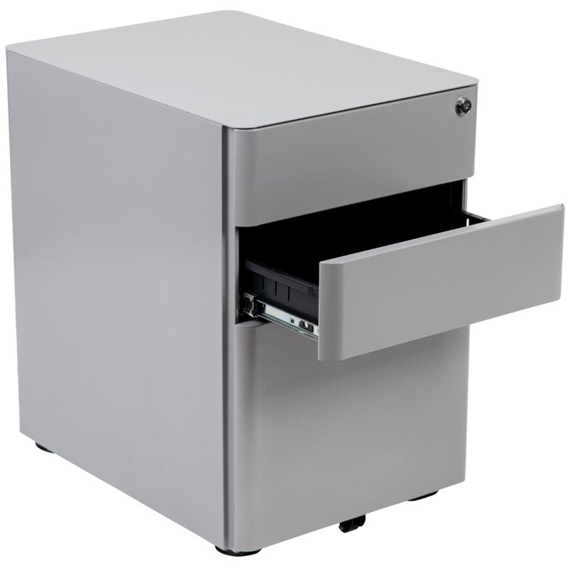 Flash Furniture 3 Drawer Smooth Modern Mobile File Cabinet in Gray