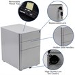 Flash Furniture 3 Drawer Smooth Modern Mobile File Cabinet in Gray