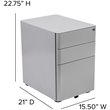 Flash Furniture 3 Drawer Smooth Modern Mobile File Cabinet in Gray