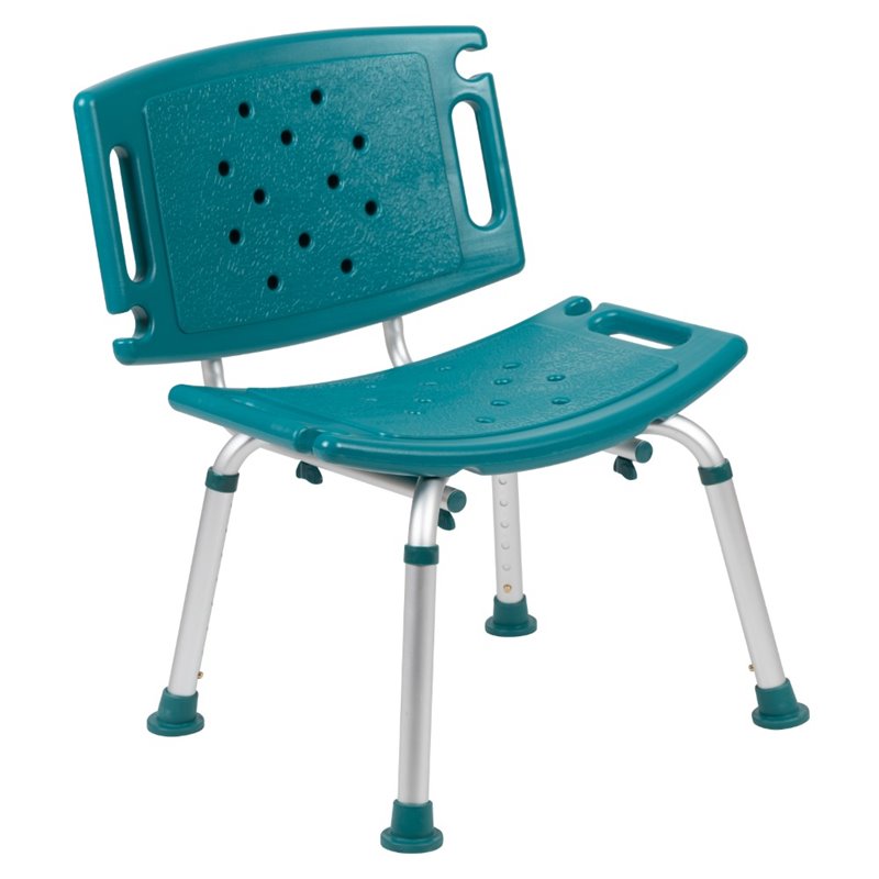 Flash Furniture Hercules Adjustable Plastic Bath and Shower Chair in Teal