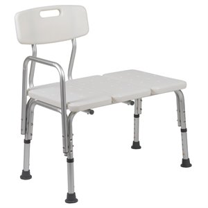Flash Furniture Hercules Adjustable Plastic Bath Transfer Bench in White