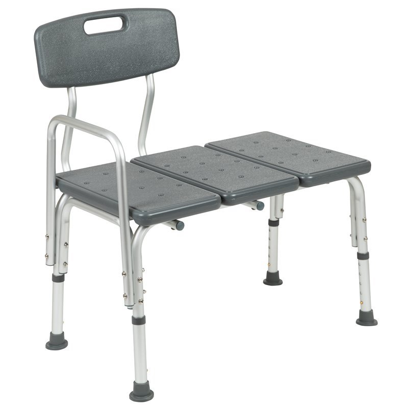 Flash Furniture Hercules Plastic Bath Transfer Bench in Gray