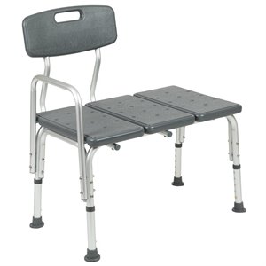 Flash Furniture Hercules Plastic Bath Transfer Bench in Gray