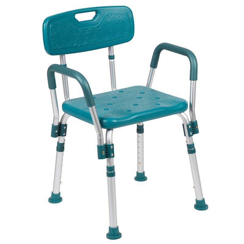 Flash Furniture Hercules Plastic Quick Release Bath Chair in Teal