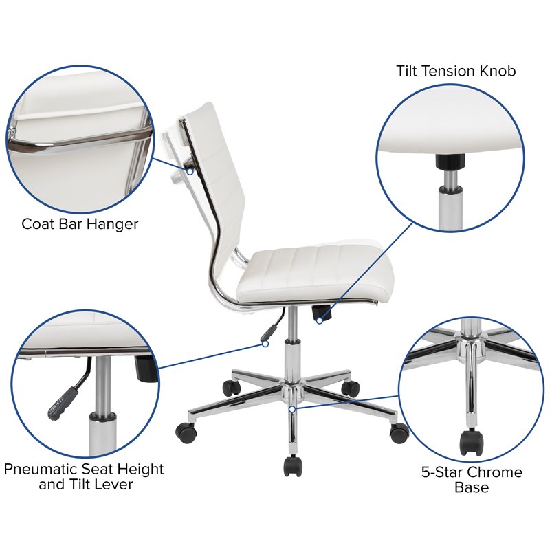 Flash Furniture Leathersoft Executive Office Chair in White