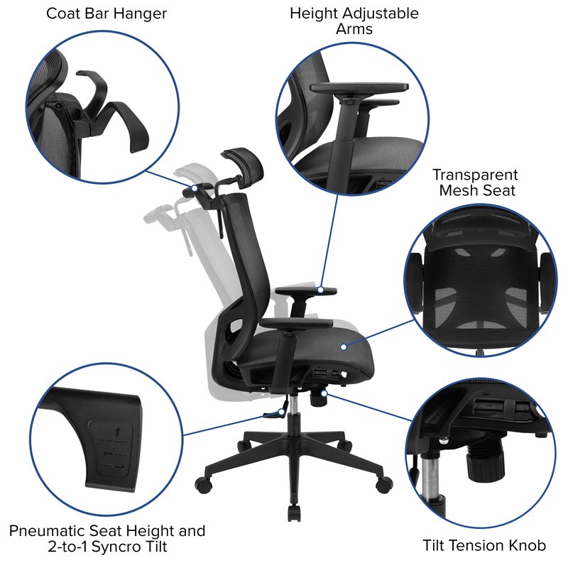 Flash Furniture Mesh Office Desk Chair in Black