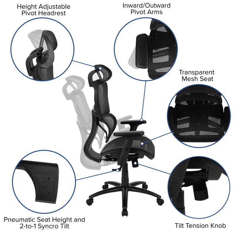 Flash Furniture Ergonomic Mesh Office Desk Chair in Black