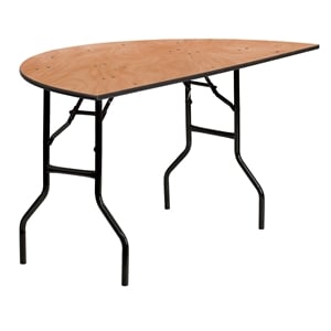 Flash Furniture 30&quot x 60&quot Half Round Wood Top Folding Banquet Table In Natural