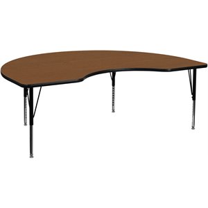 Flash Furniture 26&quot x 96&quot Kidney High Pressure Top Activity Table in Oak
