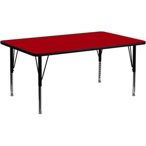 Flash Furniture 26&quot x 72&quot x 30&quot Thermal Fused Laminate Top Activity Table in Red