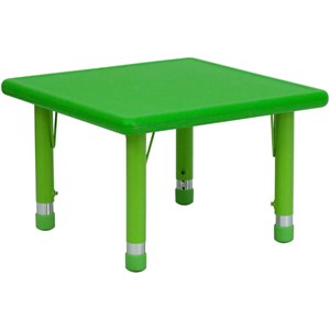 Flash Furniture 24&quot Square Height Adjustable Plastic Activity Table in Green