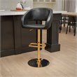 Flash Furniture Faux Leather Mid Back Adjustable Bar Stool in Black and Gold