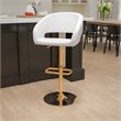 Flash Furniture Faux Leather Mid Back Adjustable Bar Stool in White and Gold