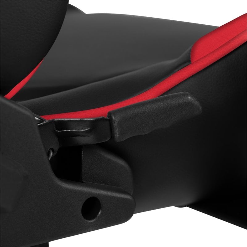 Flash Furniture Leather Racing Swivel Reclining Gaming Chair in Black and Red