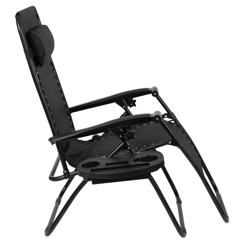 Flash Furniture Adjustable Mesh Zero Gravity Lounge Chair in Black (Set of 2)