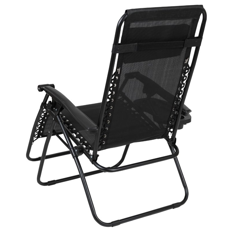 Flash Furniture Adjustable Mesh Zero Gravity Lounge Chair in Black (Set of 2)